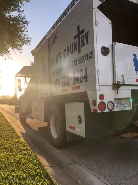 God's Country chip truck parked curbside at sunset in DeLand, FL